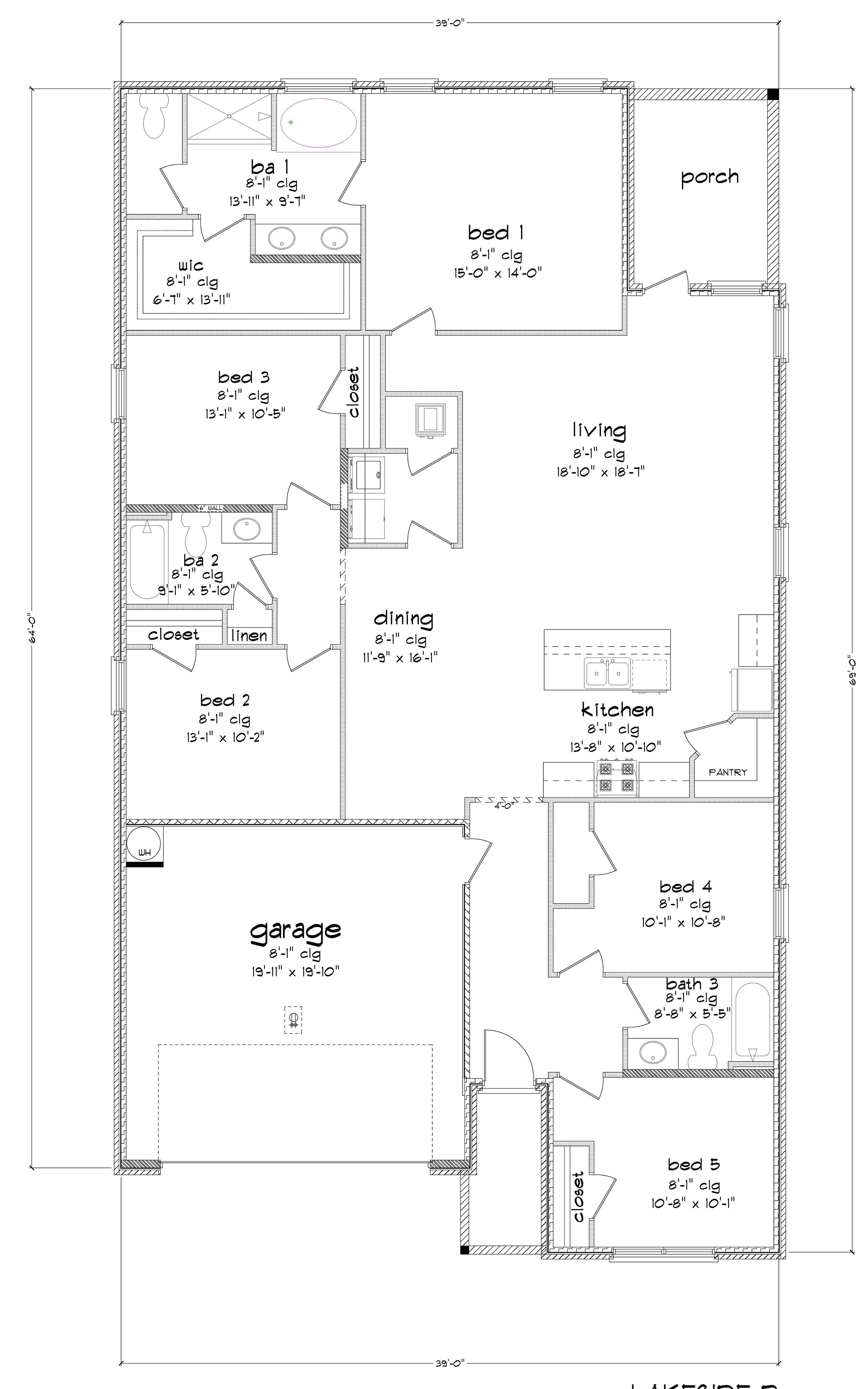 The Lakeside B Front Entry Floorplan