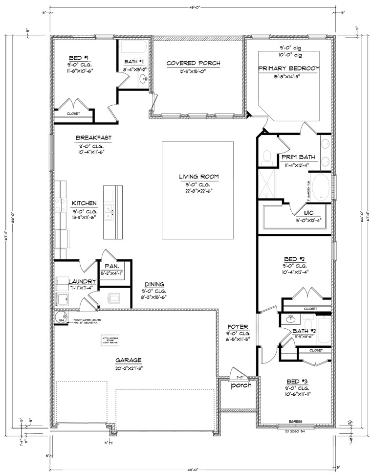 The Destin A B C Front Entry Floorplan