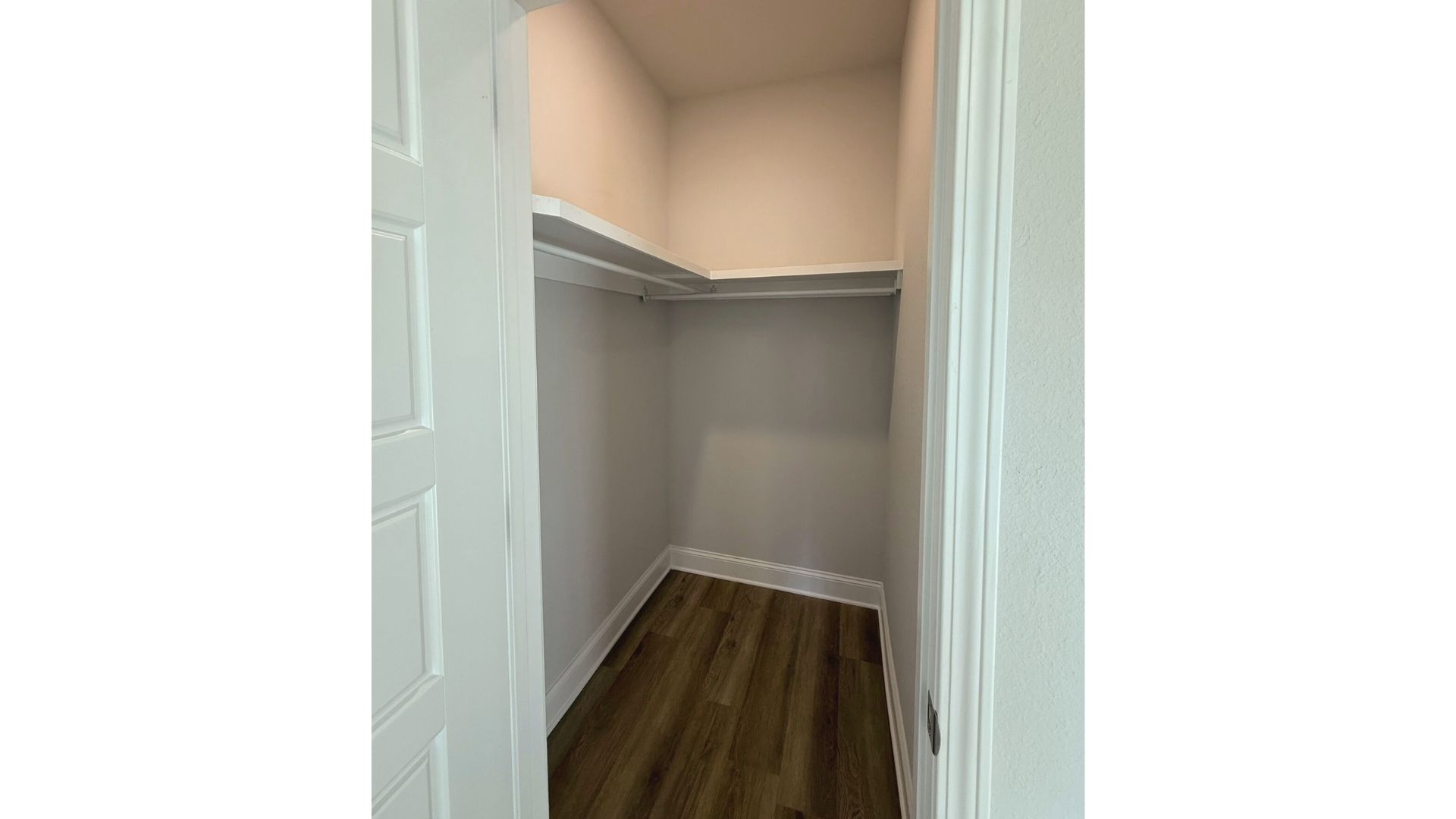 Closet with storage.