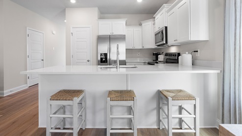 Side shot of kitchen island.
