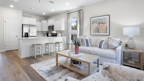 Pelican Landing living area and kitchen.