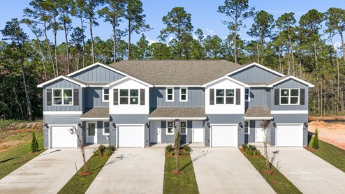 Front view of townhomes.