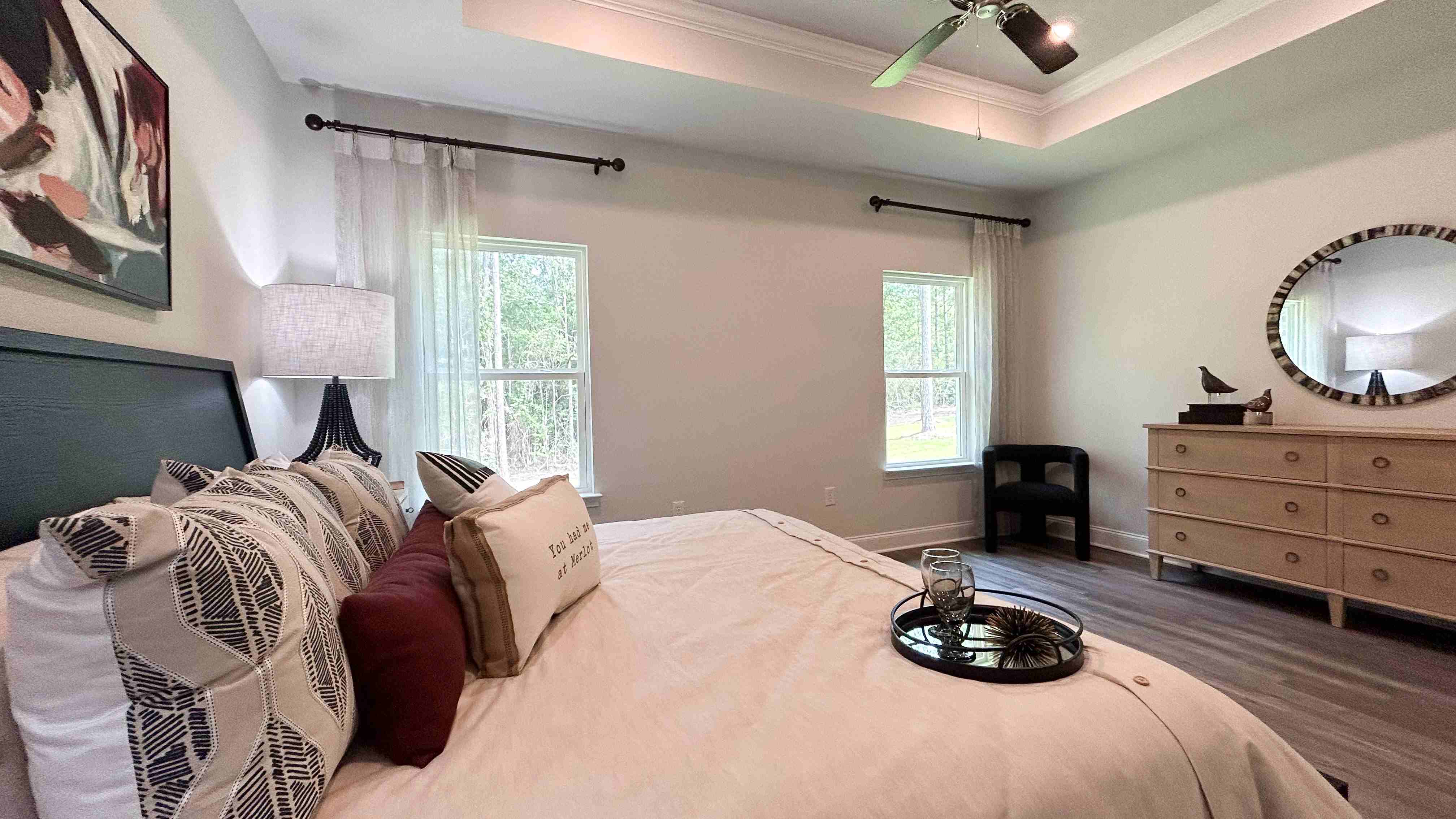 The Jasmine primary bedroom at Castlewoods.