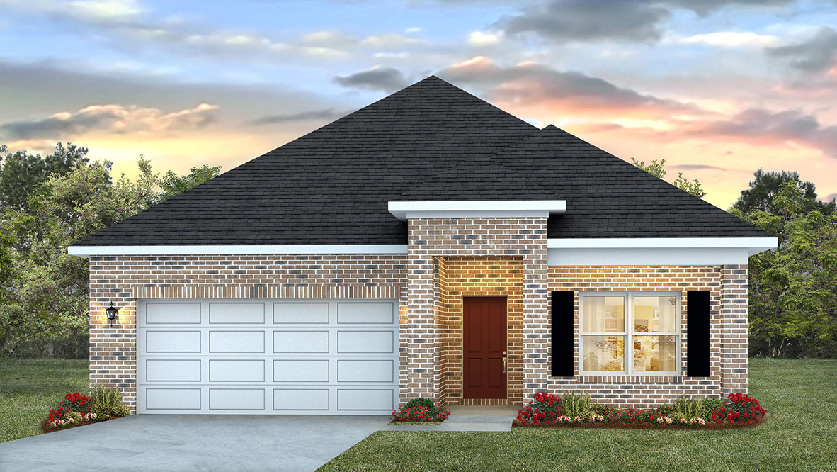 The Lamar C4 front exterior elevation in Castlewoods.