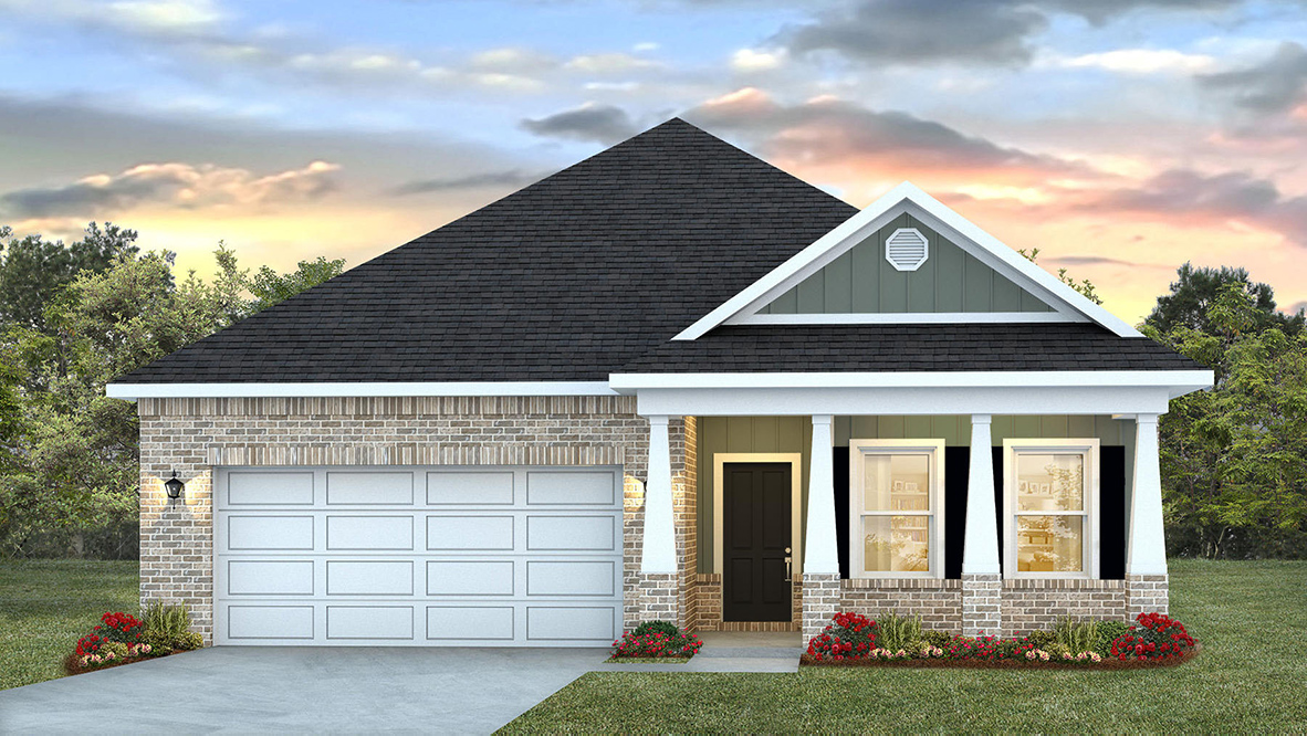 The Lamar D11 front exterior elevation in Castlewoods.