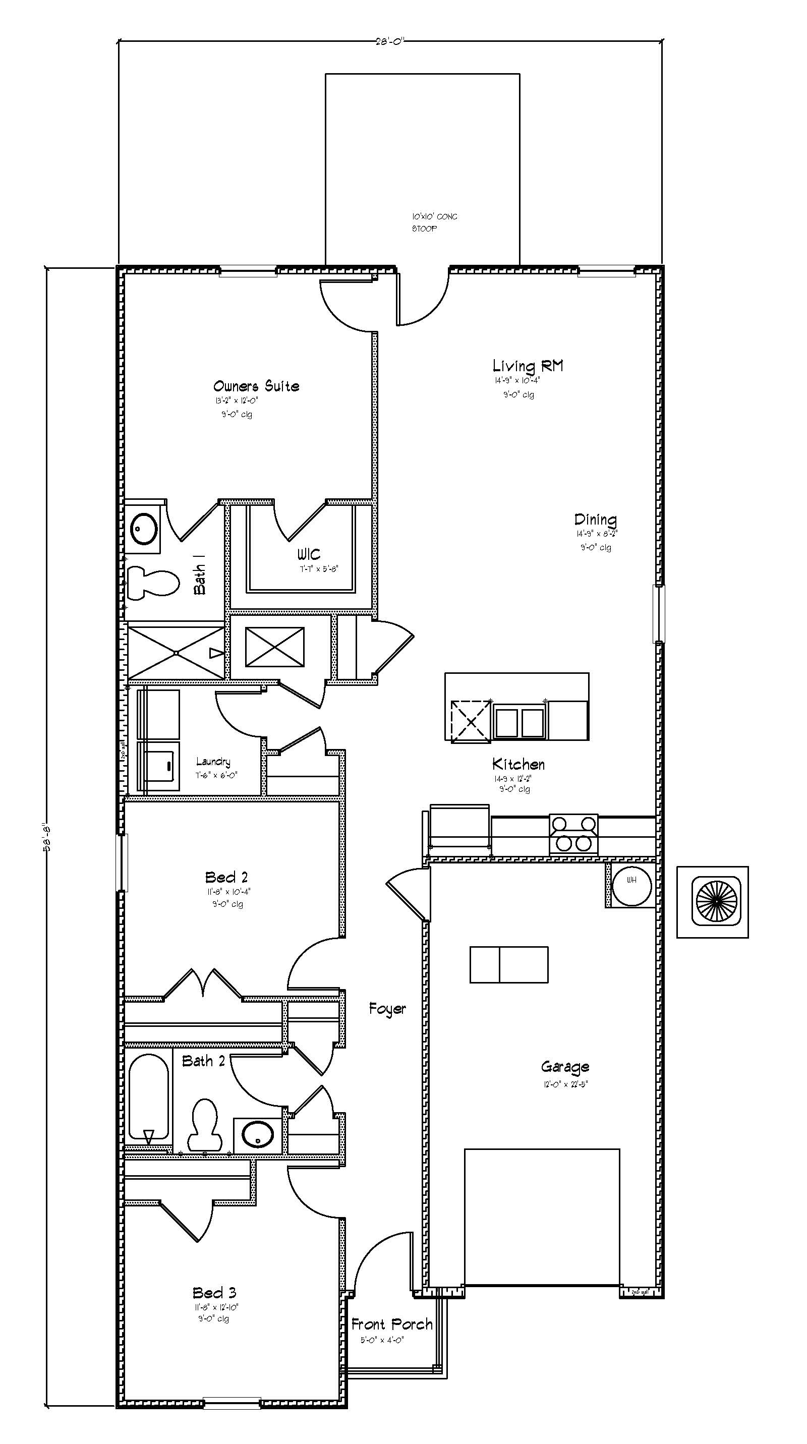 The Delilah A B C D Front Entry Floorplan