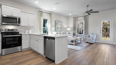Sleek and spacious open layout concept of the kitchen