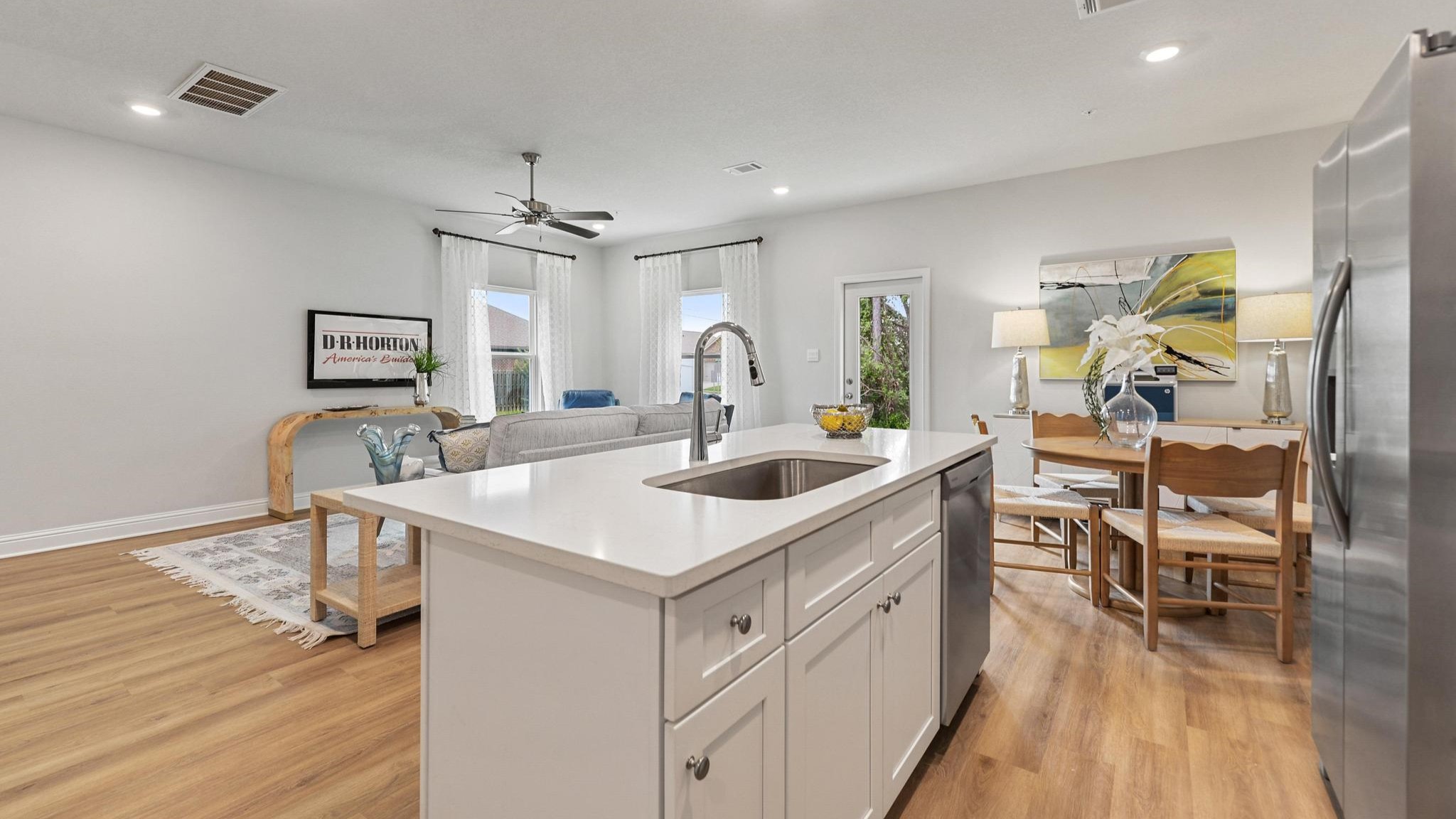 Open concept kitchen with island