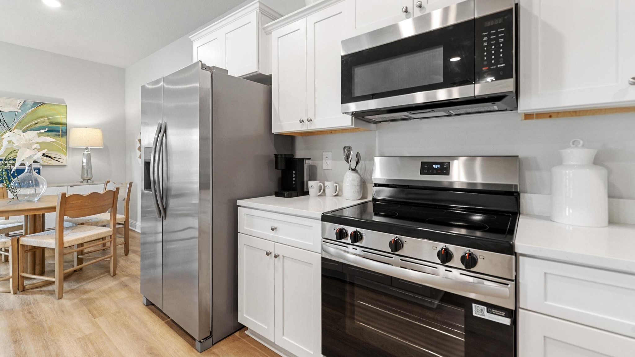 Kitchen with stainless steel appliances