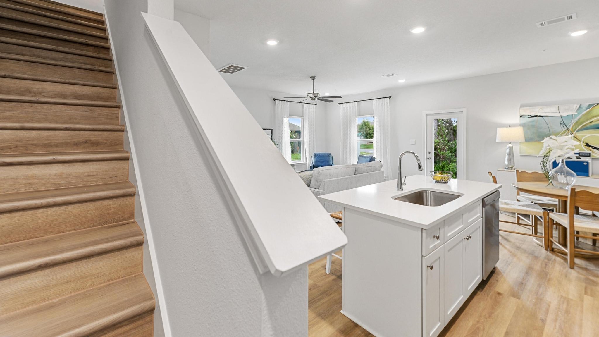 Vinyl flooring on stairs to second floor
