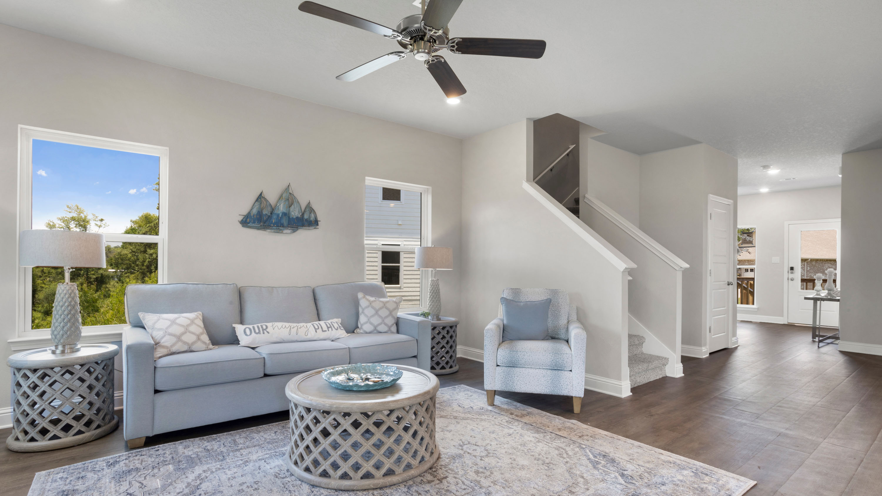 Naturally bright and airy living area.