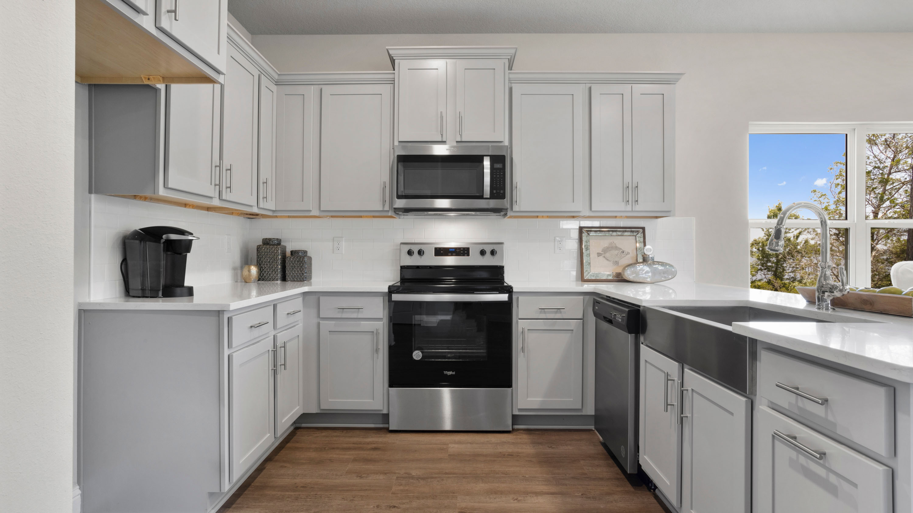 Sleek kitchen appliances.