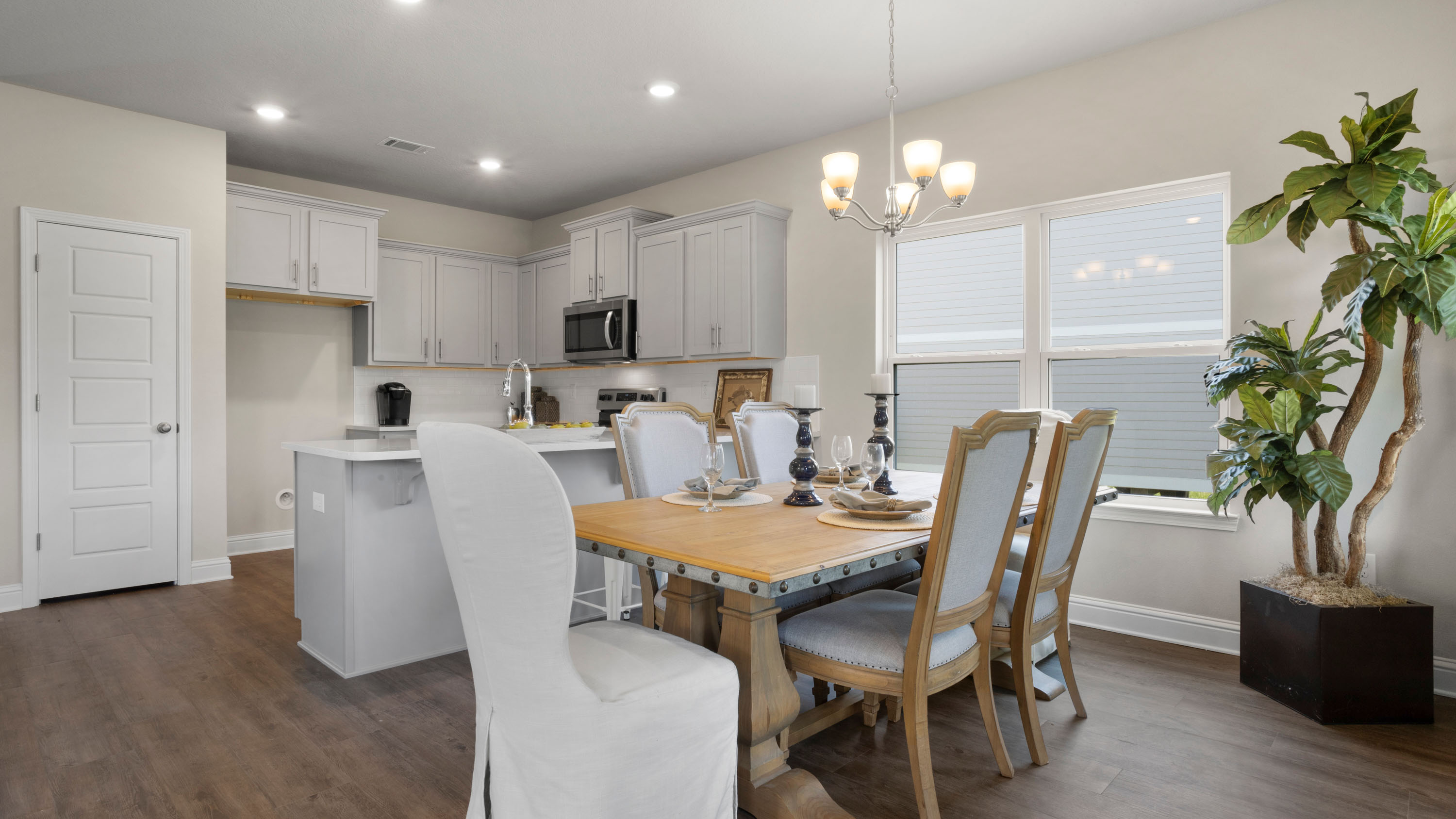 Bright and airy dining area inside the Monroe.