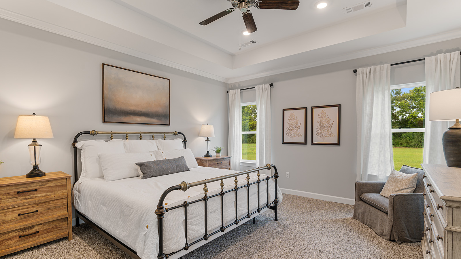 Mohawk carpeted bedrooms, natural lighting, new construction home