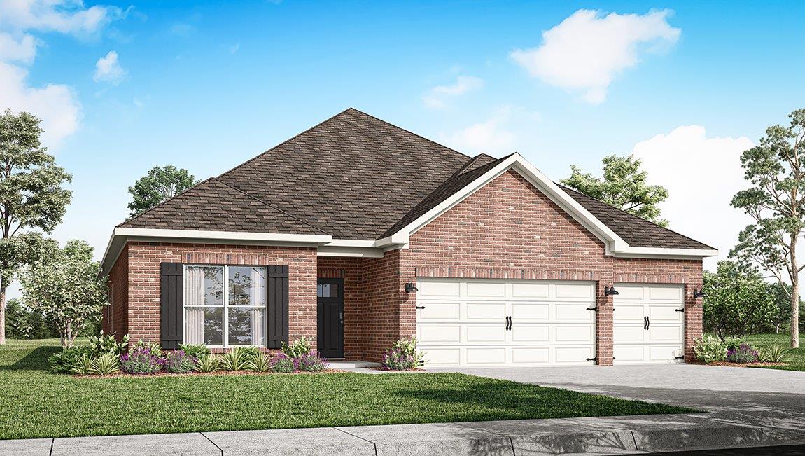 The Destin A4 exterior rendering single story plan
