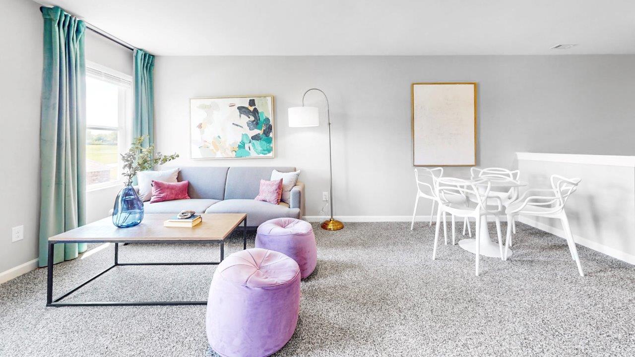 •	Convenient loft area ideal for playroom or hosting guests