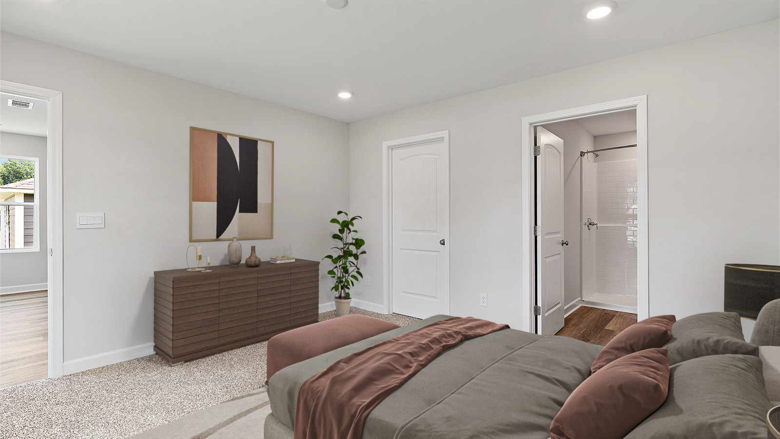 Mohawk carpeted bedrooms, natural lighting, new construction home
