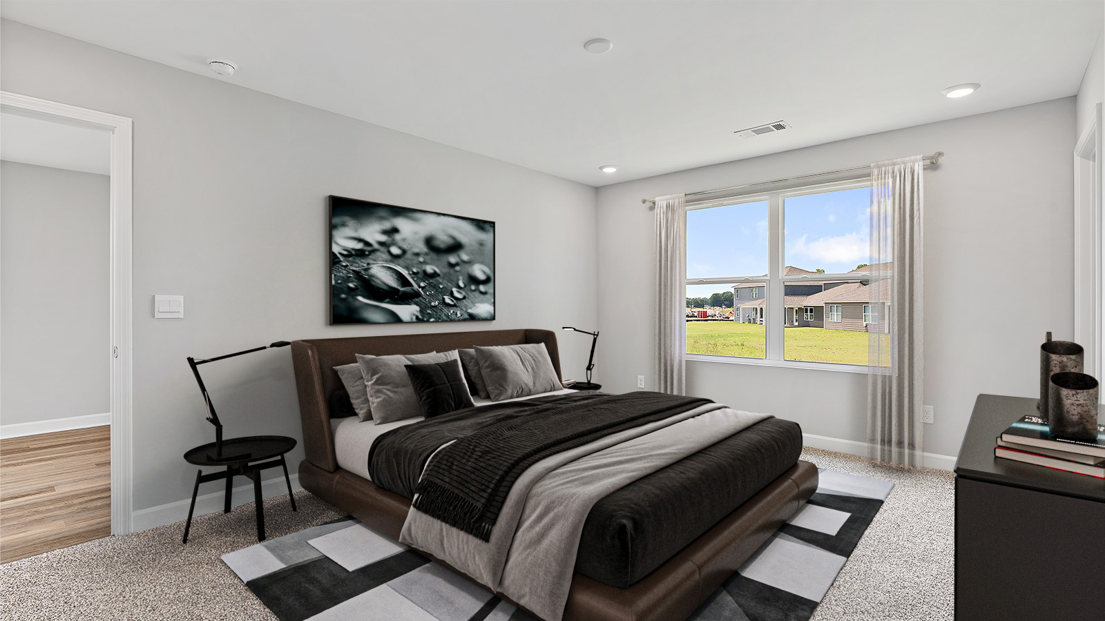 Mohawk carpeted bedrooms, natural lighting, new construction home