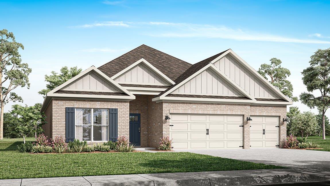 the destin exterior rendering single story new construction home