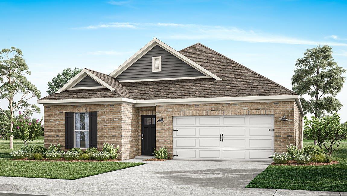 riverside floor plan exterior rendering one story new construction home