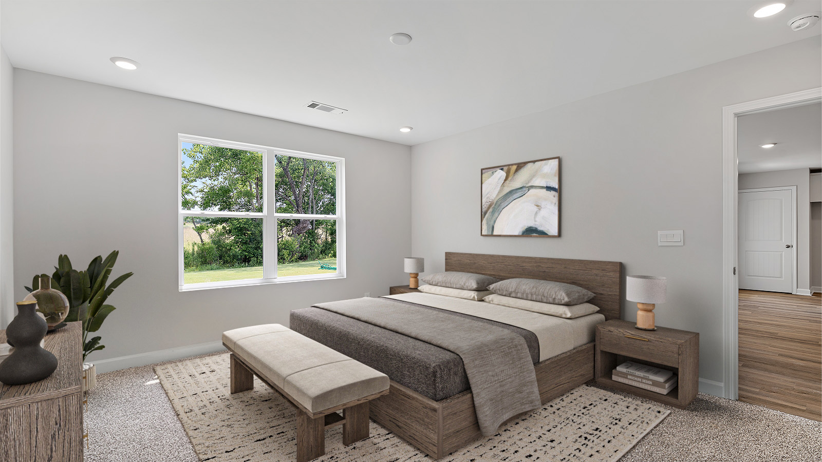 Mohawk carpeted bedrooms, natural lighting, new construction home