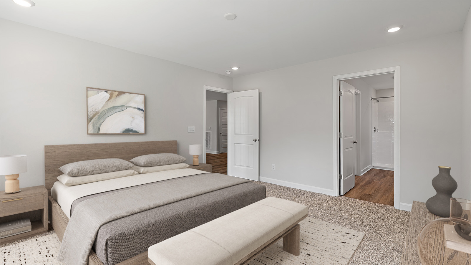 Mohawk carpeted bedrooms, natural lighting, new construction home