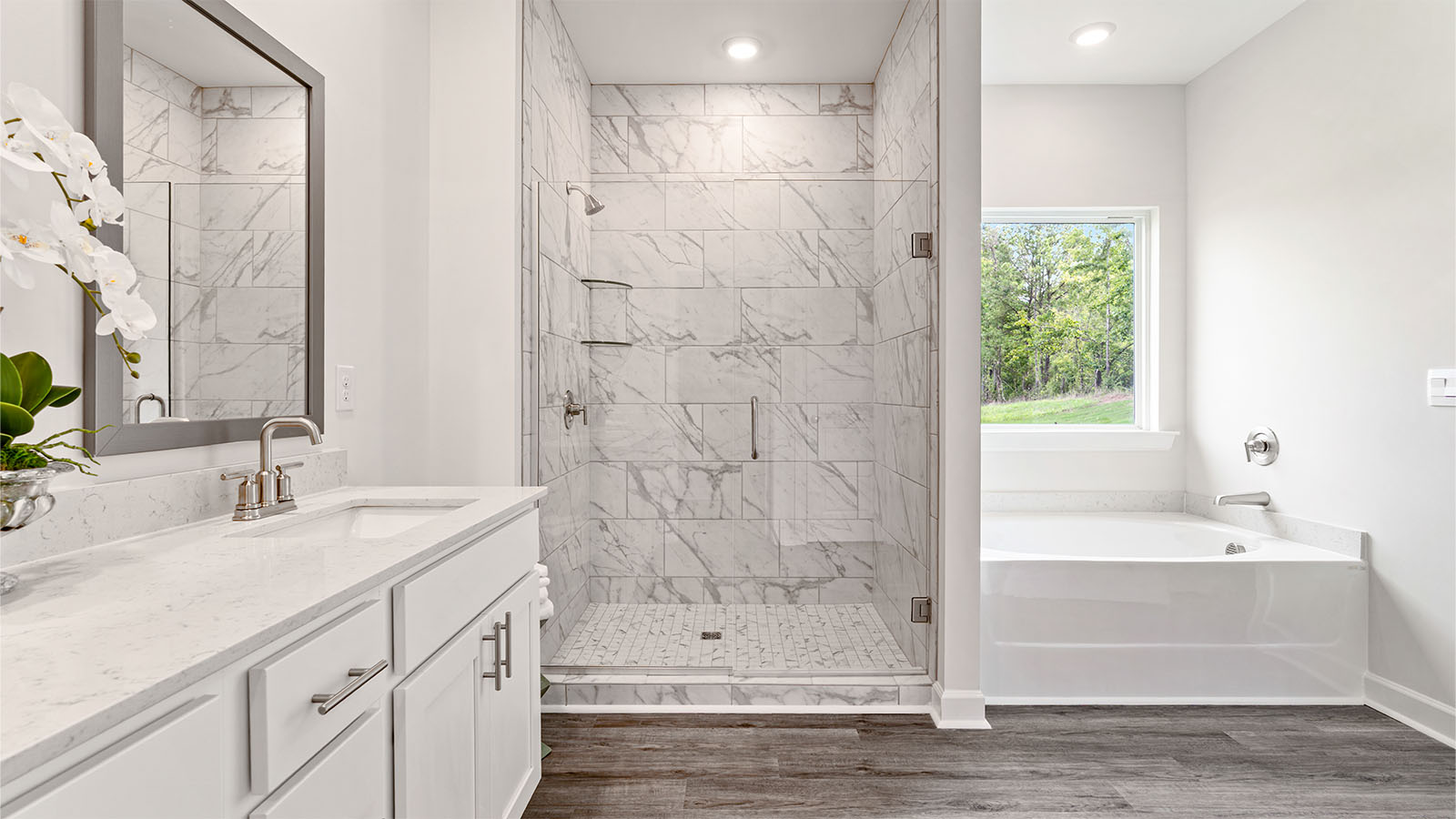 The Camden floorplan bathroom with double vanity sink