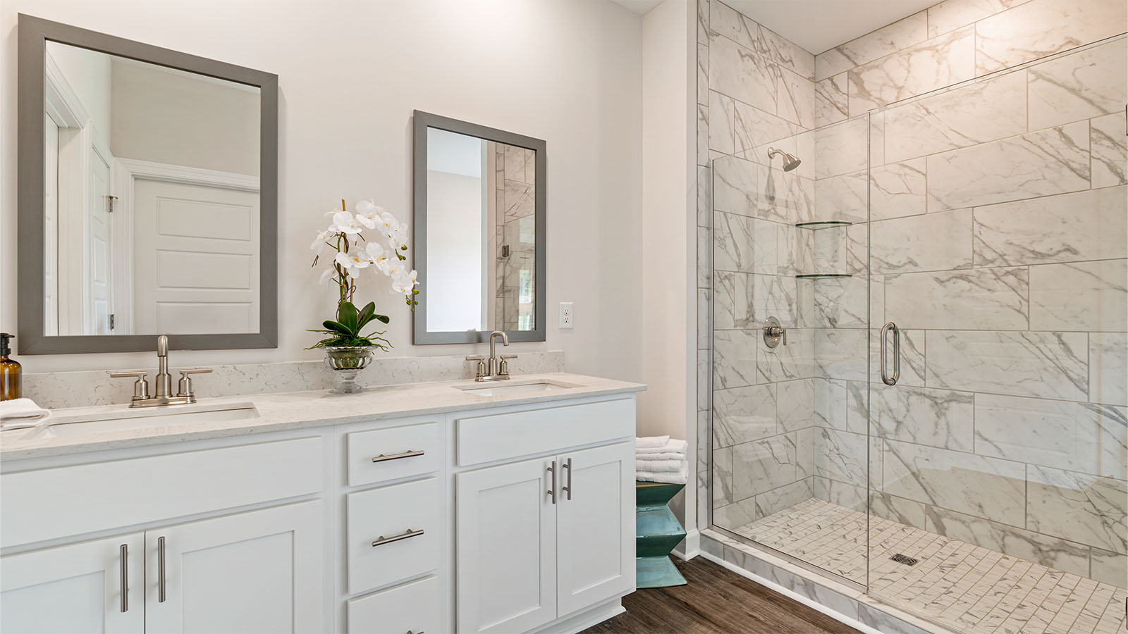 The Camden floorplan bathroom with double vanity sink