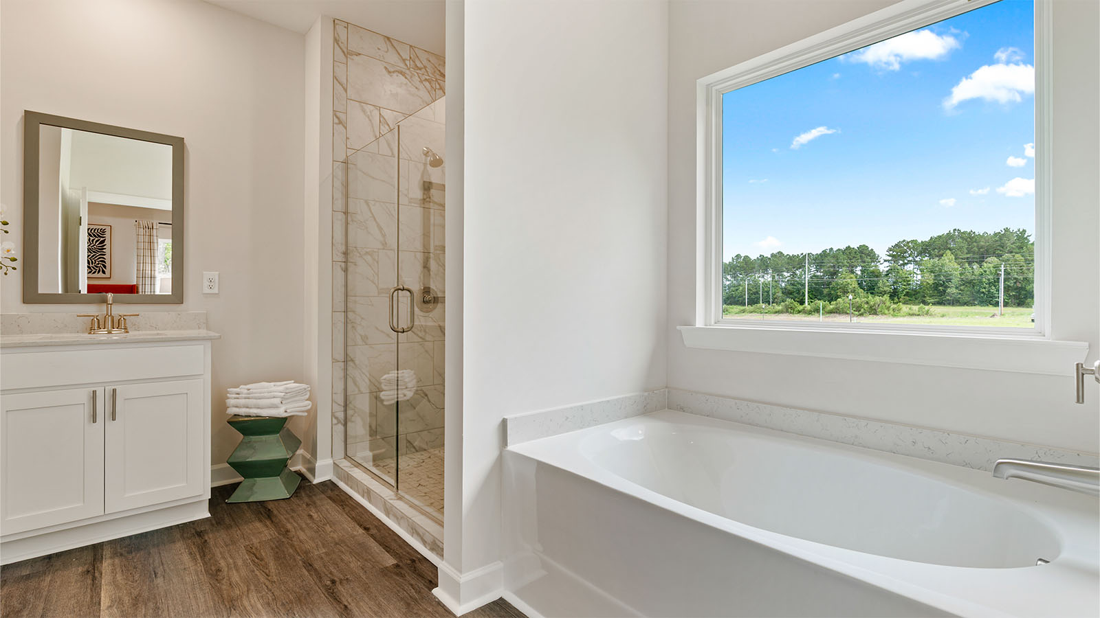 The Camden floorplan bathroom with double vanity sink