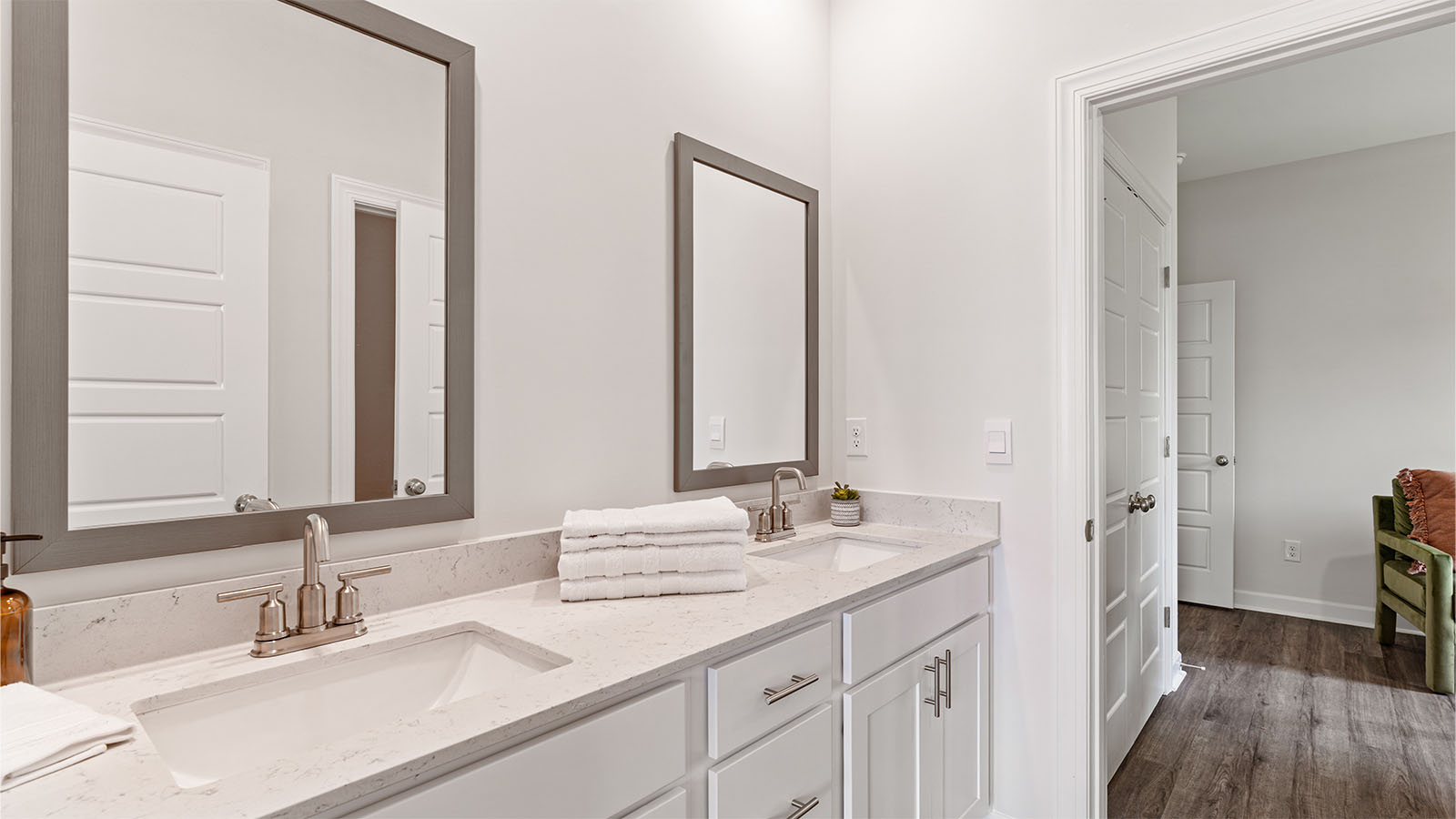 The Camden floorplan bathroom with double vanity sink