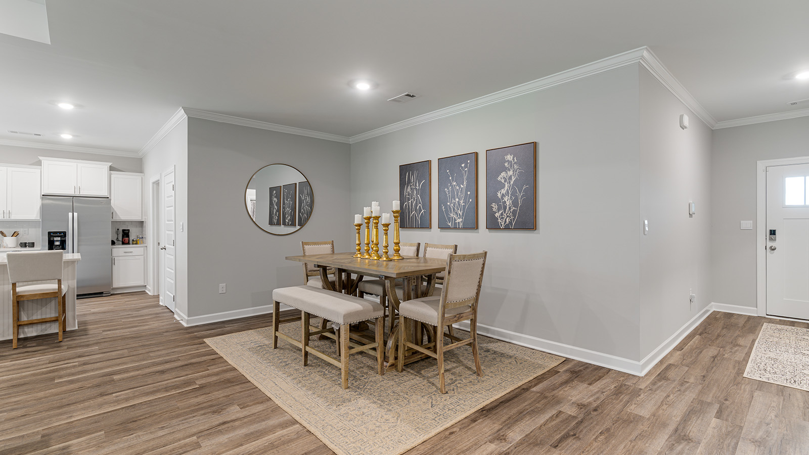 Spacious open concept living area with durable LVP flooring