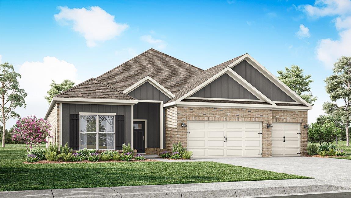 one story new construction home exterior rendering