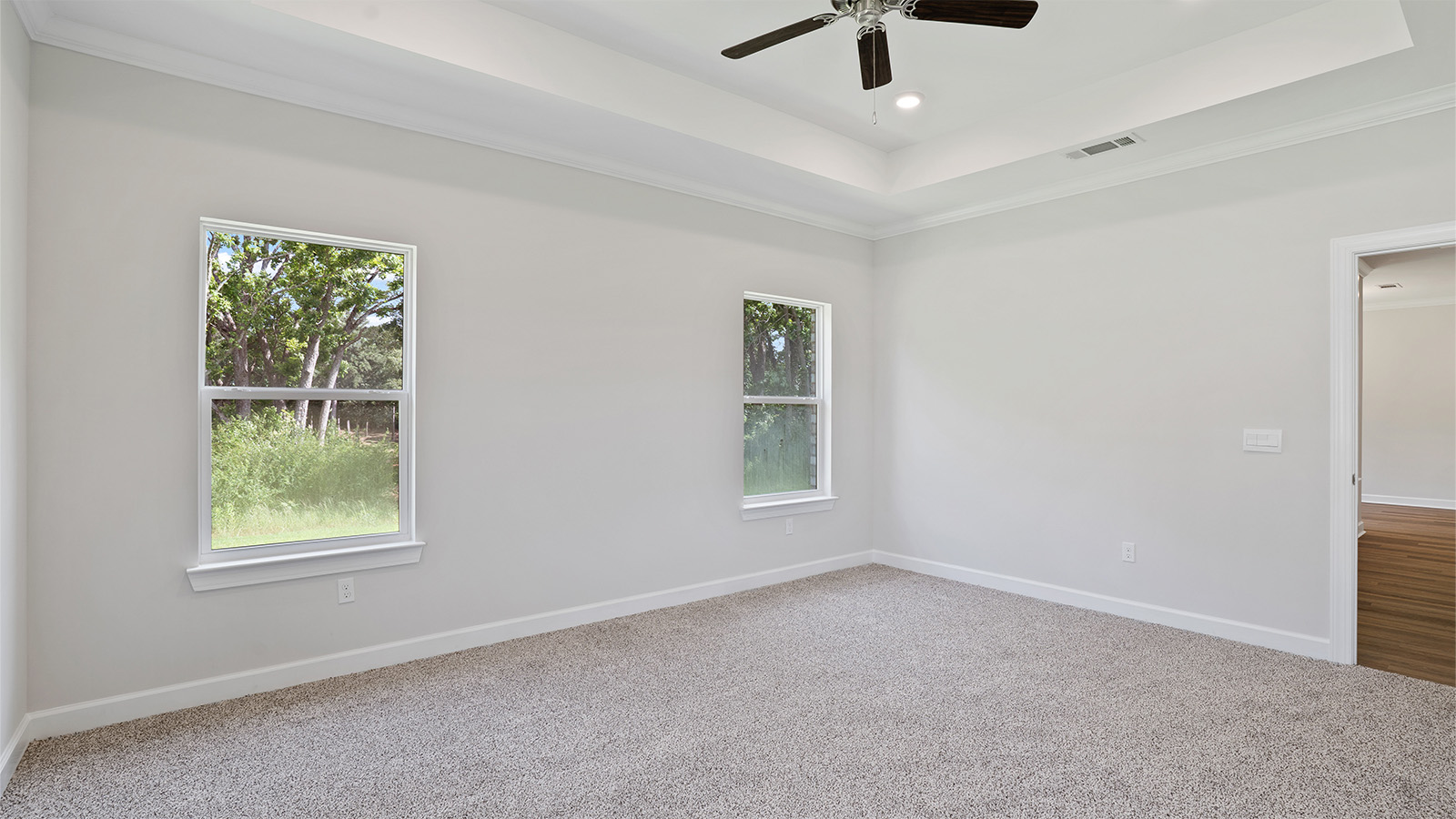 Mohawk carpeted bedrooms, natural lighting, new construction home