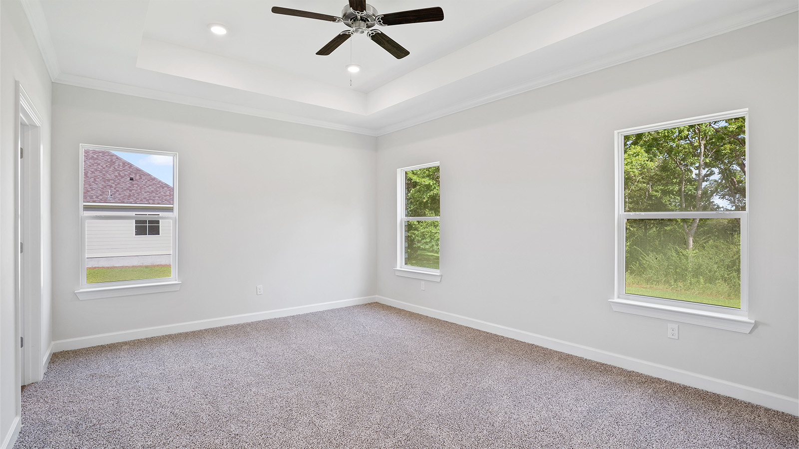 Mohawk carpeted bedrooms, natural lighting, new construction home