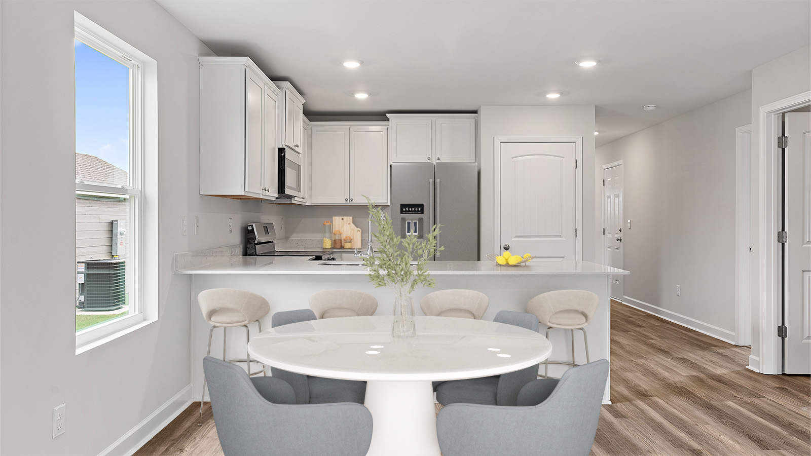 Camilla floorplan exterior preview at Sagebrush in Headland, AL. One‑story home with 1‑car garage. Representational image