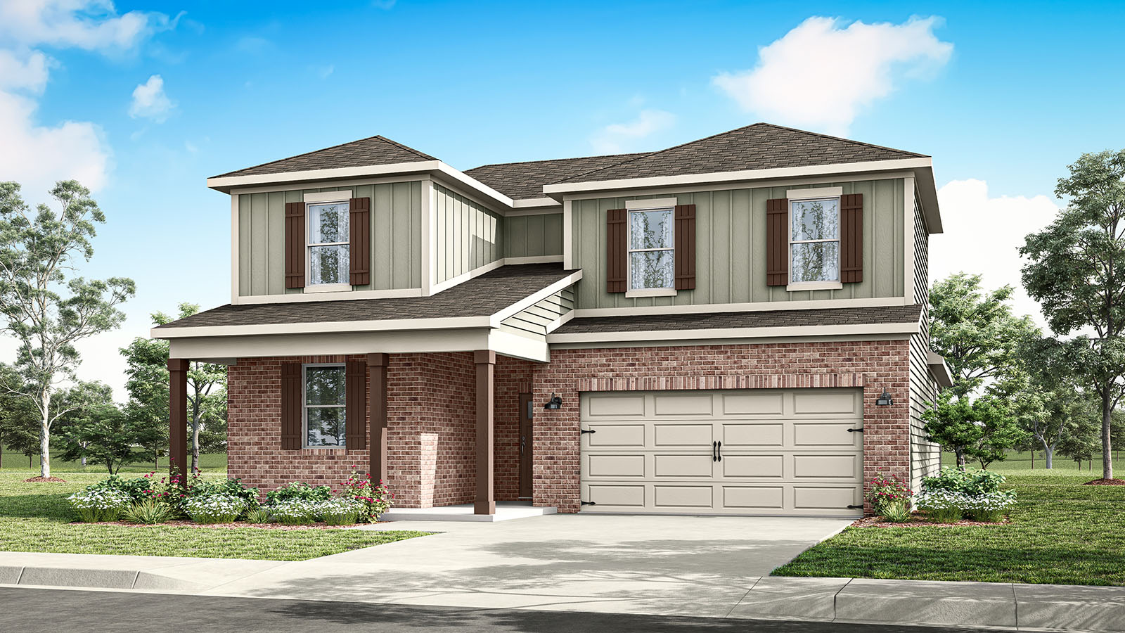 The Ozark floorplan exterior rendering