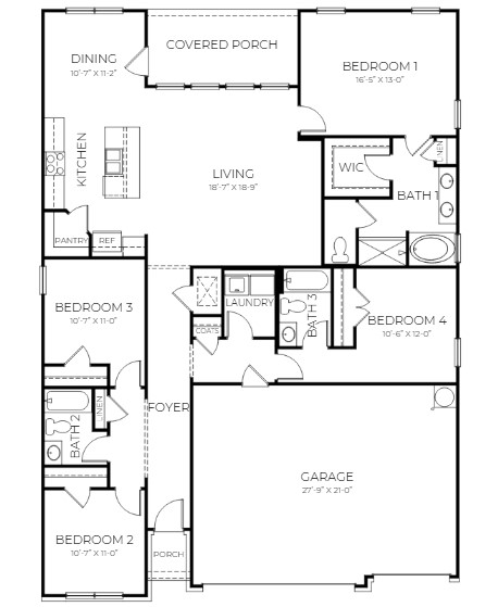The Willow floorplan rendering