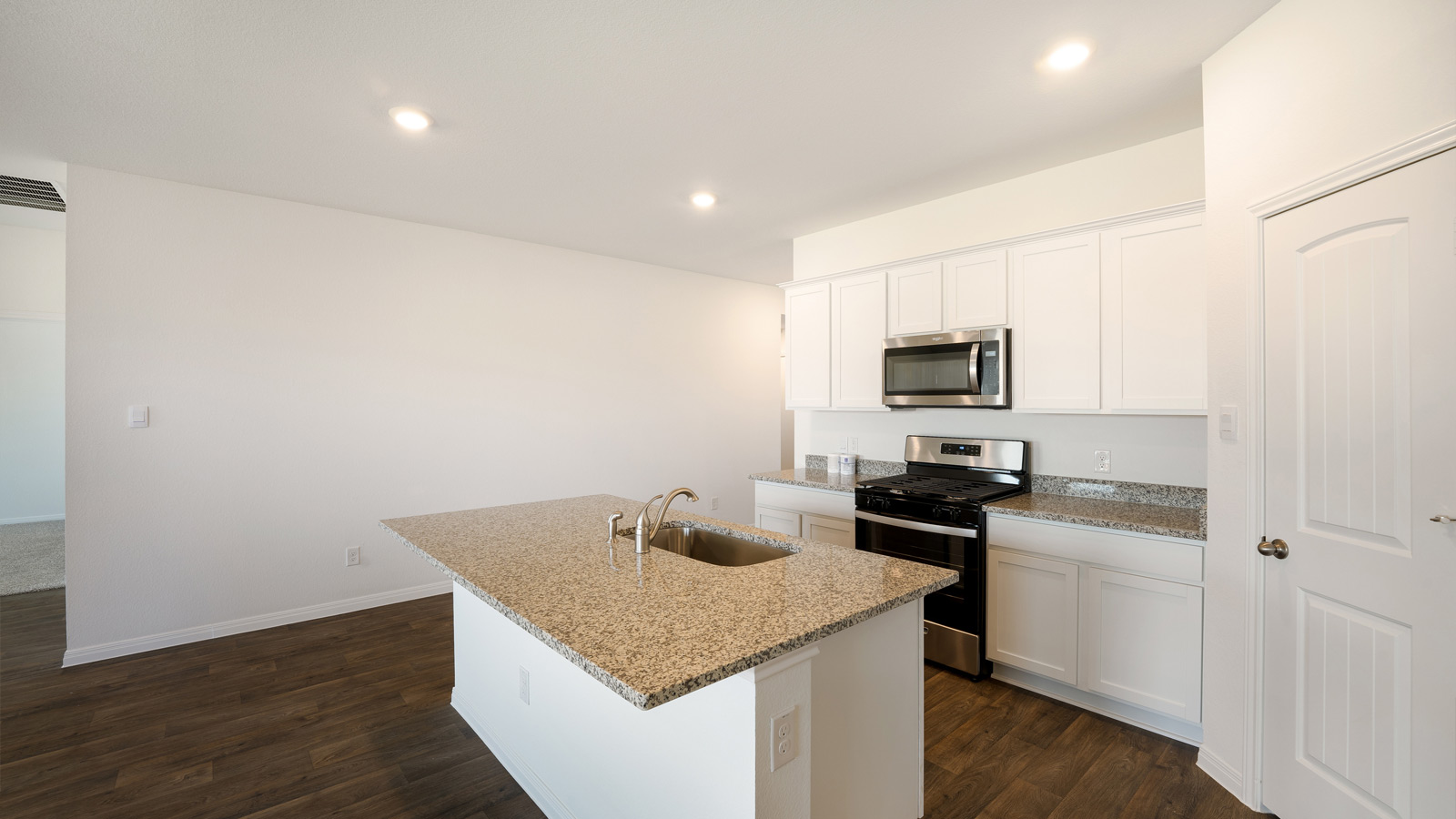 Open kitchen with island.