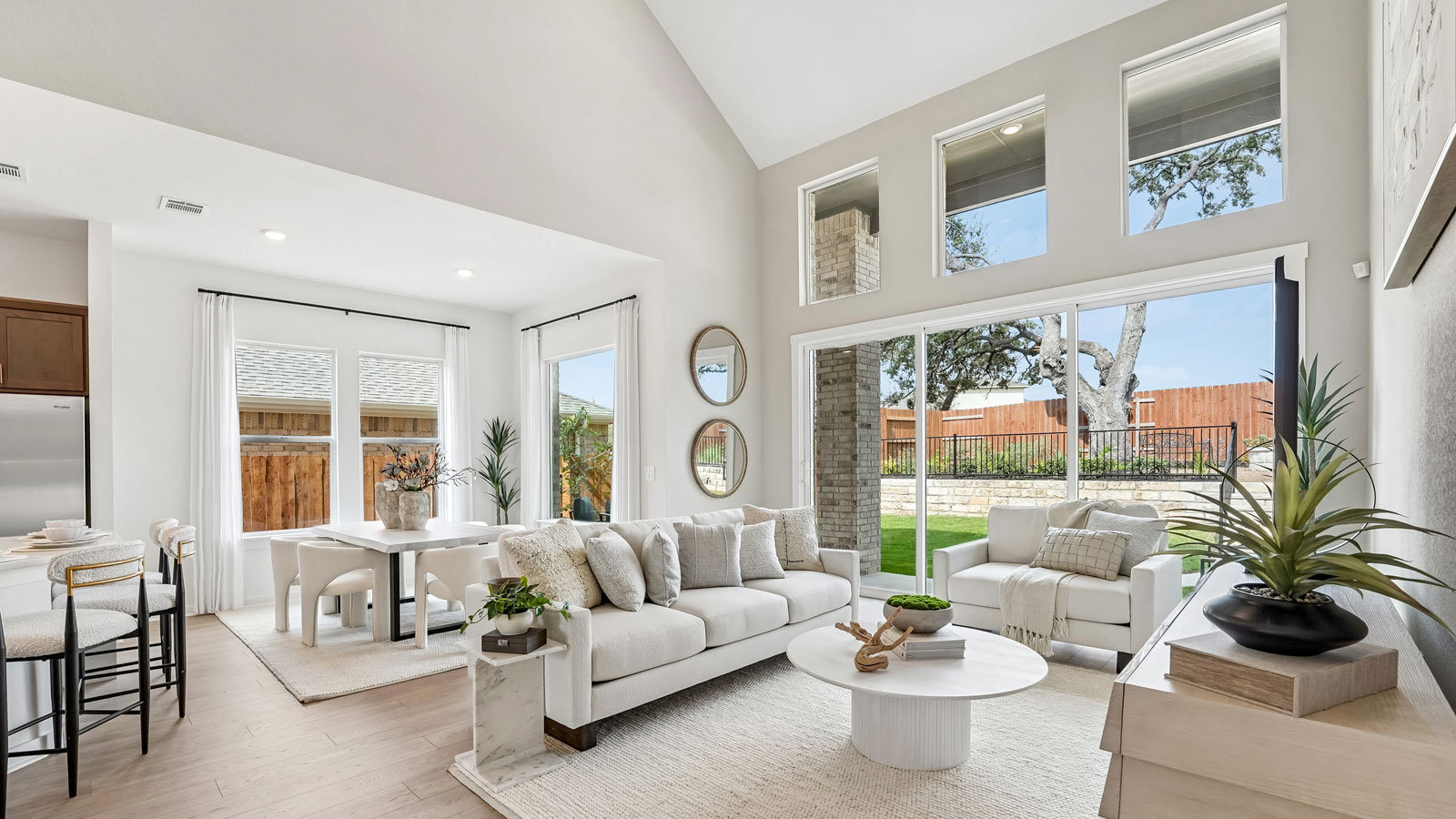 Open living area with large windows.
