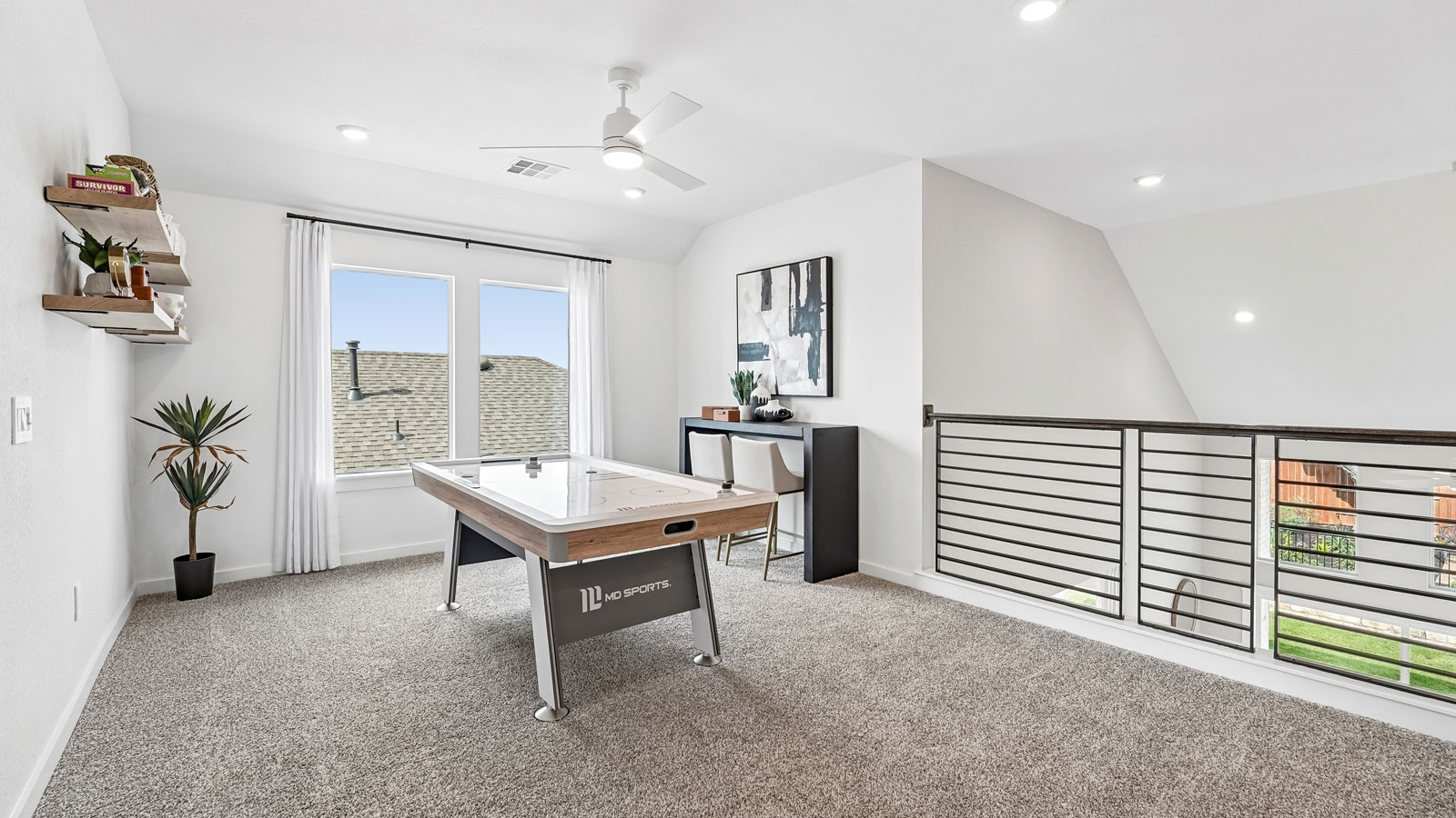 Upstairs game room open to below.
