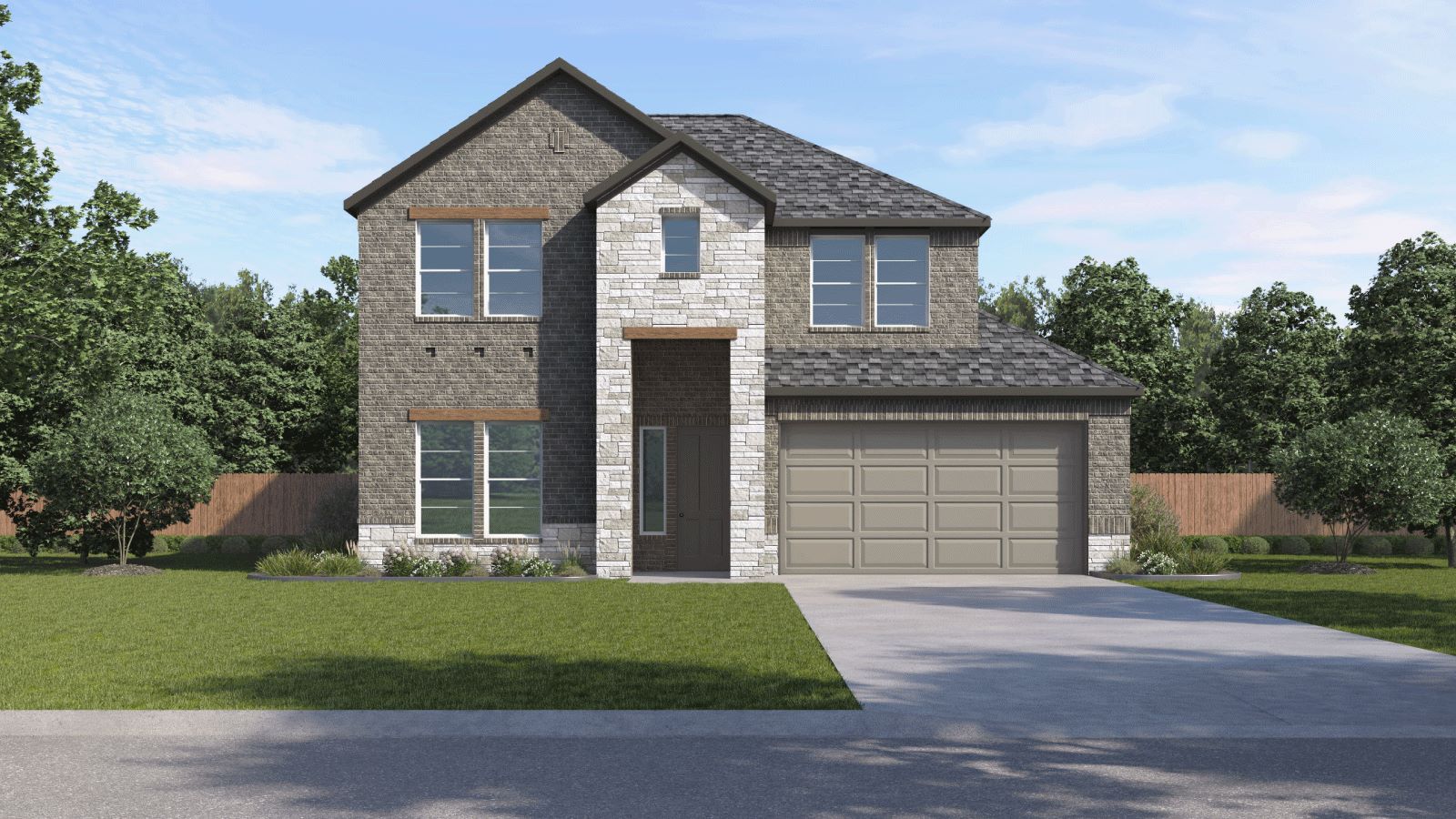 The Ingram floorplan - Y Elevation at The Enclave at Bar W Ranch in Leander, TX.
