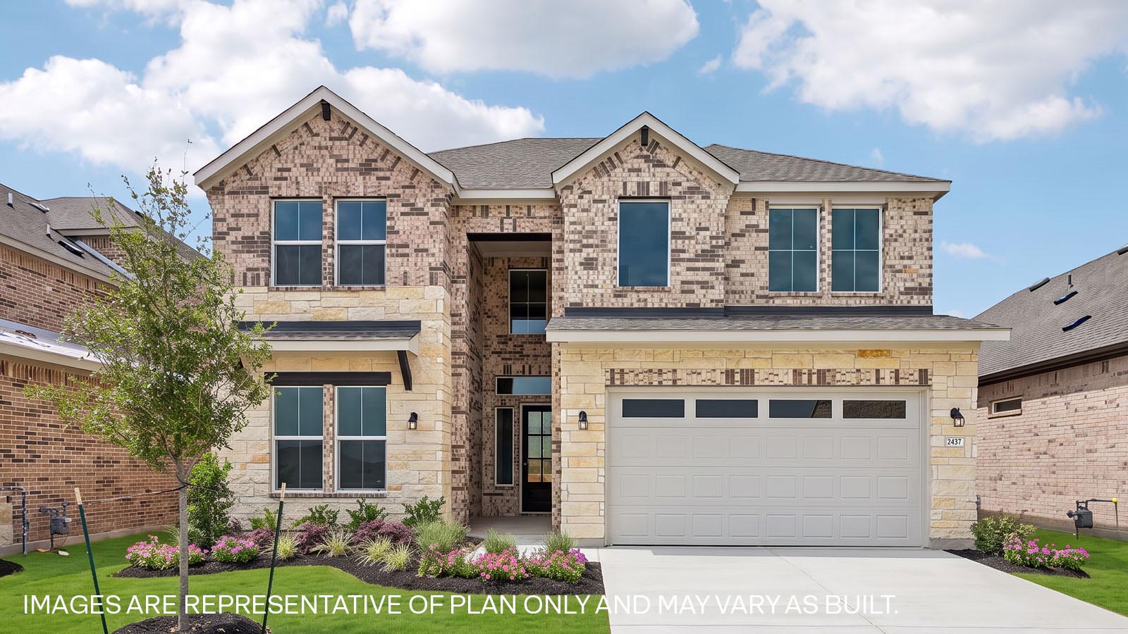 The Keller Floorplan - W Elevation at The Enclave at Bar W Ranch in Leander, TX.