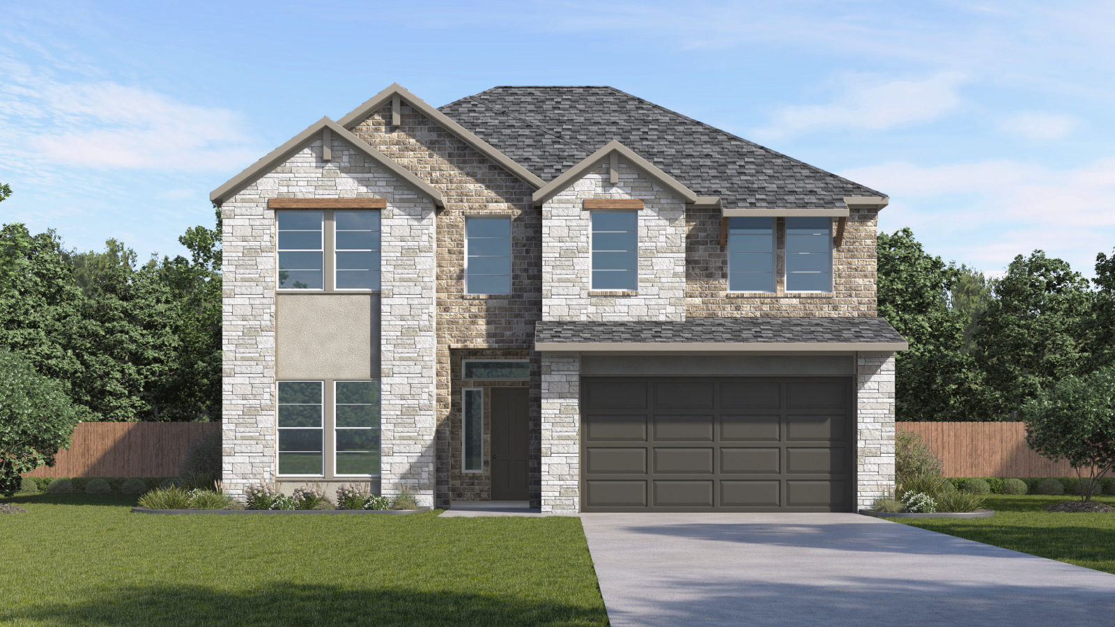 The Keller Floorplan - Y Elevation at The Enclave at Bar W Ranch in Leander, TX.