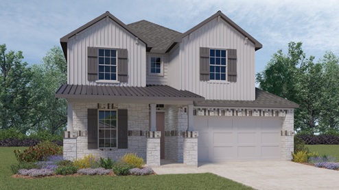 Lincoln Front Exterior Rendering - Two Story - Elevation R