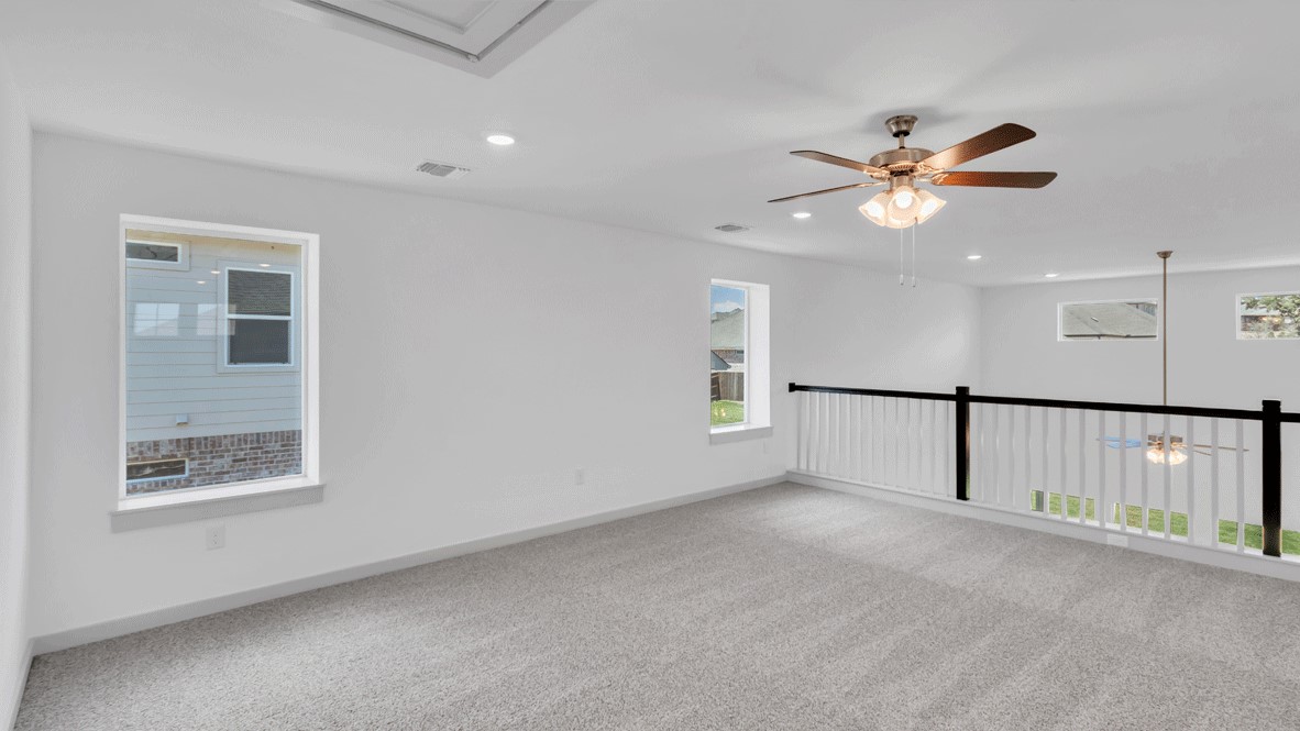 D.R. Horton second floor hall with modern layout between owner’s suite and secondary bedrooms