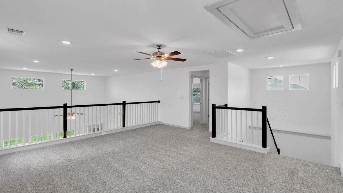 Upstairs hallway design in D.R. Horton home emphasizing function between sleeping and gathering areas