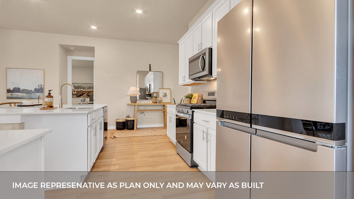Side view of kitchen highlighting cabinetry counters and workflow Rosenbusch Ranch By D.R. Horton