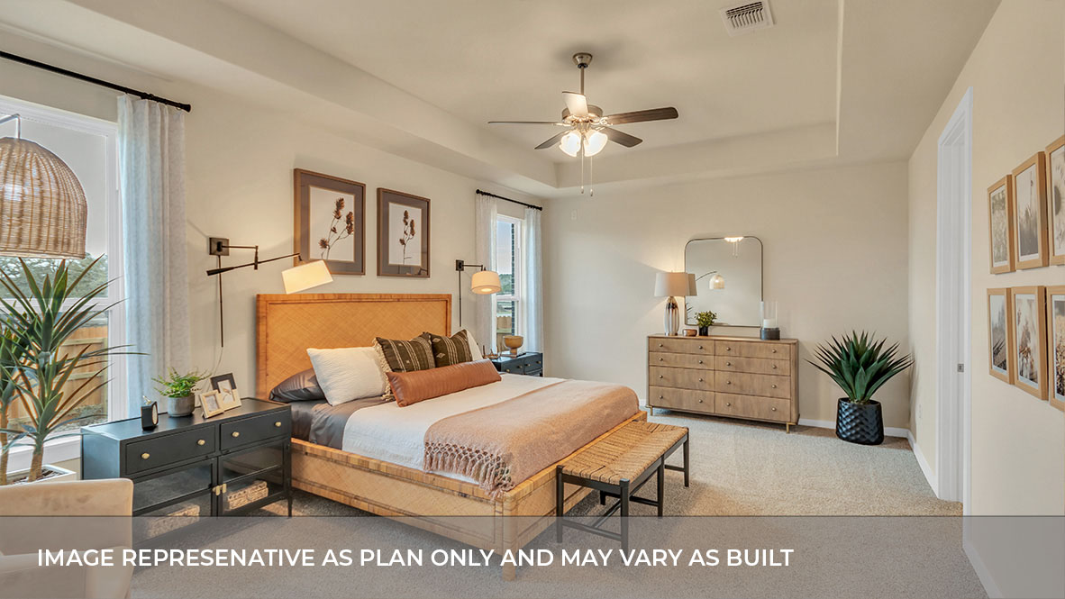 Primary bedroom brings privacy and style adding a spa-inspired ensuite bathroom, walk-in closet, storage