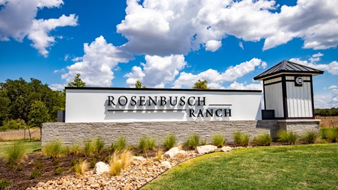 Entry Monument at Rosenbusch Ranch in Leander, TX.