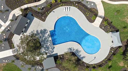 Ariel view of pool at Rosenbusch Ranch.